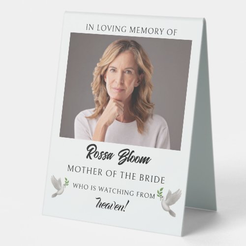 In Loving Memory Wedding Reserved Table Tent Sign