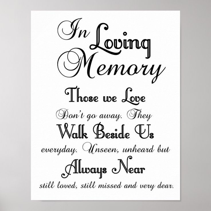 In Loving Memory Wedding Sign | Zazzle