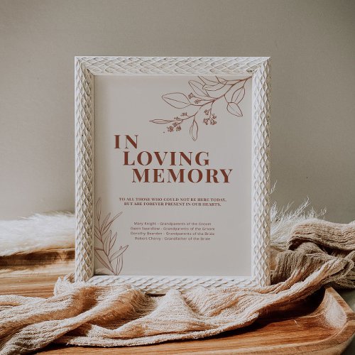 In Loving Memory Wedding Sign 