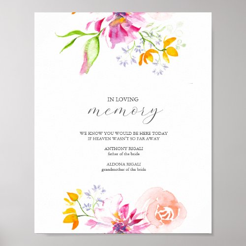 In Loving Memory Wedding Sign Floral