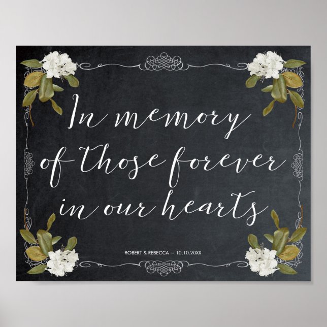 In loving memory wedding sign ivory floral (Front)