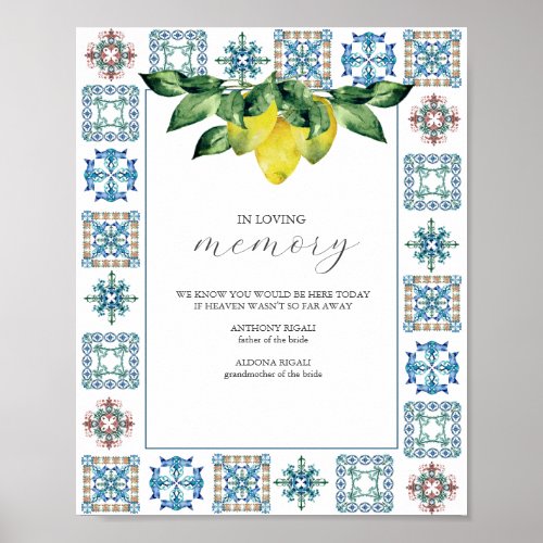 In Loving Memory Wedding Sign Lemons