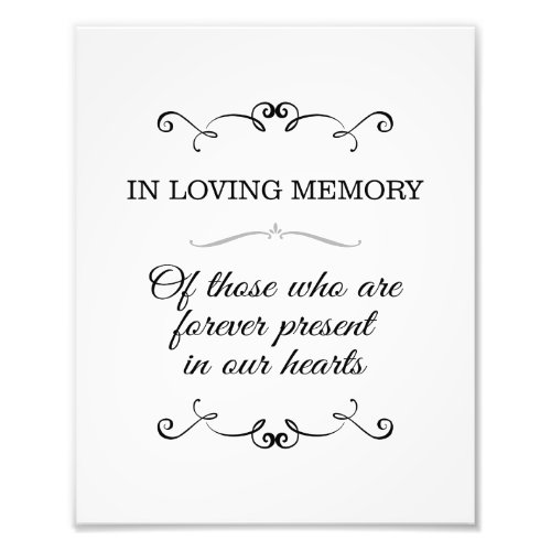 In Loving Memory Wedding Sign Photo Print