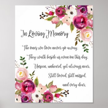 In Loving Memory Wedding Sign Watercolor Florals by Pixabelle at Zazzle
