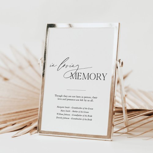 In loving memory wedding table sign