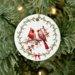In Loving Memory - When Cardinals Appear  Ceramic Ornament