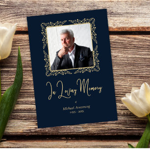 In Loving Memory Whimsical Script Photo Funeral  Note Card