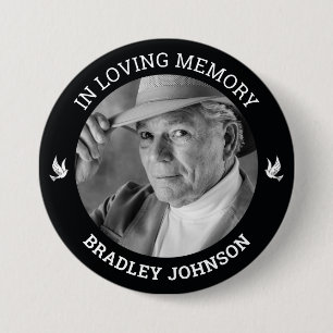 In Loving Memory White Doves   Photo Memorial Button