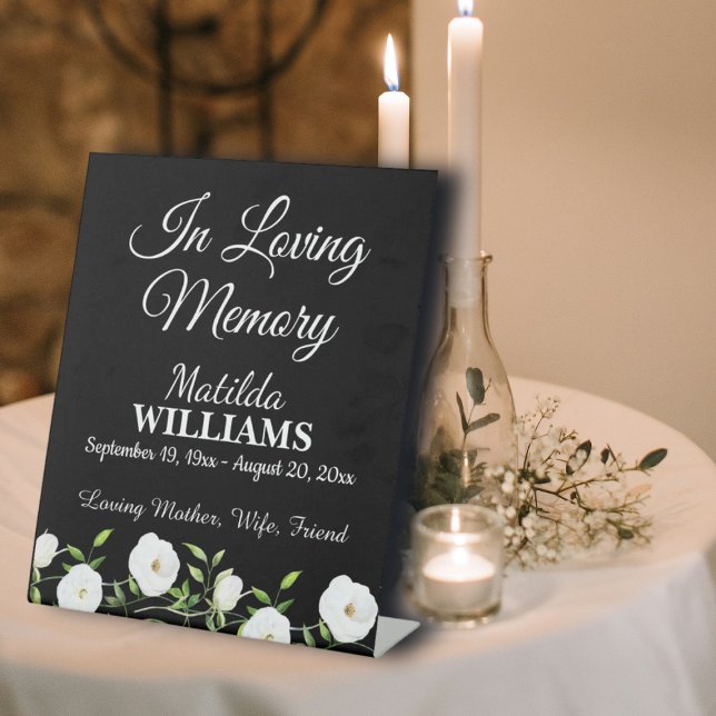 In Loving Memory White Floral Memorial Pedestal Sign (Creator Uploaded)