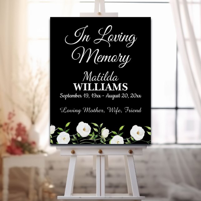 In Loving Memory White Floral Memorial Service Foam Board (Creator Uploaded)