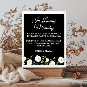 In Loving Memory White Floral Wedding Memorial Poster
