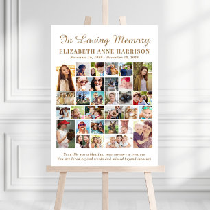 In Loving Memory White Gold Photo Collage Memorial Foam Board