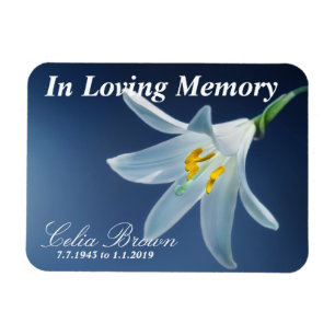 In Loving Memory White Lily Funeral, Memorial Magnet