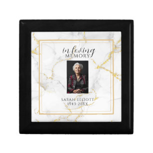 In Loving Memory with Photo marble gold Gift Box