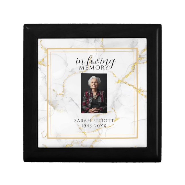 In Loving Memory  with Photo | marble gold Gift Box (Front)