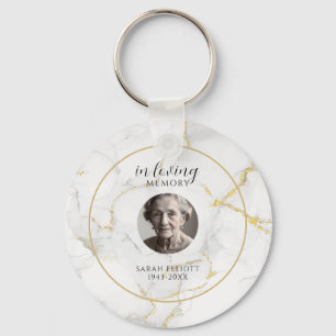 In Loving Memory with Photo   marble gold  Keychain