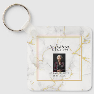 In Loving Memory  with Photo   marble gold Keychain