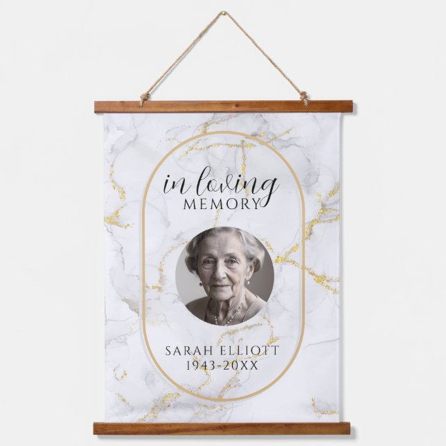 In Loving Memory  with Photo | marble  Hanging Tapestry (Front)