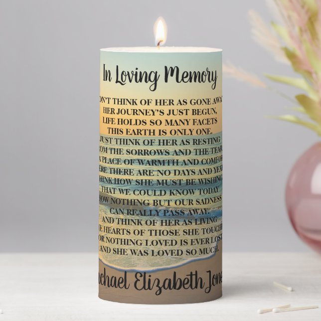 In Loving Memory with Quote Pillar Candle (In Situ)