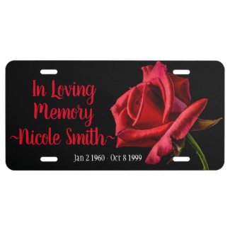 In Loving Memory with Roses License Plate
