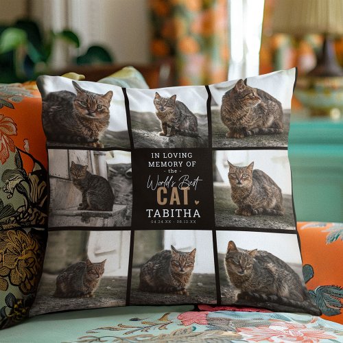 In Loving Memory Worlds Best Cat Keepsake Photo  Throw Pillow