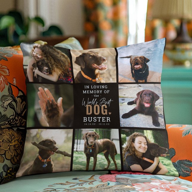 In Loving Memory 'Worlds Best Dog' Keepsake Photo  Throw Pillow (Creator Uploaded)