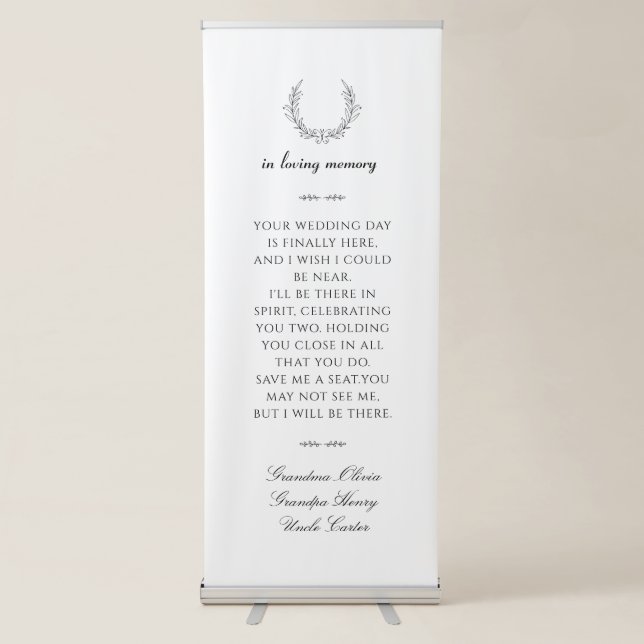 In Loving Memory Wreath Wedding Memorial Banner (Front)