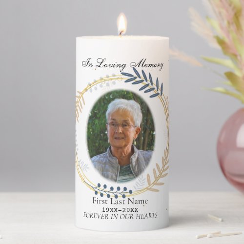 In Loving Memory _ Yellow Flower Wreath  Pillar Candle