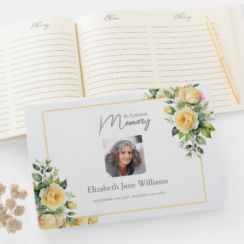 In Loving Memory Yellow Roses 1 Photo  Guest Book