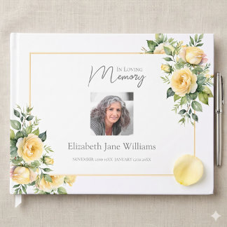 In Loving Memory Yellow Roses 1 Photo Guest Book