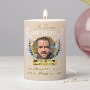 In Loving Memory Your Wings Were Ready Photo Angel Pillar Candle