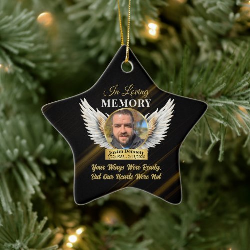 In Loving Memory Your Wings Were Ready Photo  Ceramic Ornament