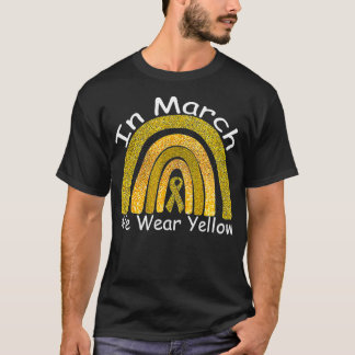 In March We Wear Yellow Endometriosis Rainbow Awar T-Shirt