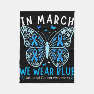 In march wear blue colon cancer awareness squad fleece blanket