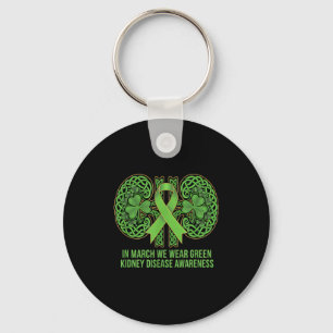 In march wear green kidney disease awareness keychain