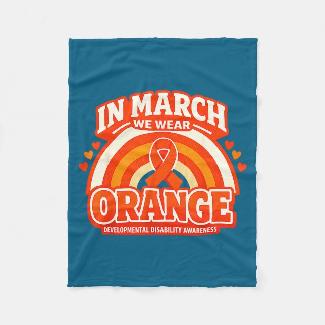 In march wear orange developmental disability fleece blanket (Front)