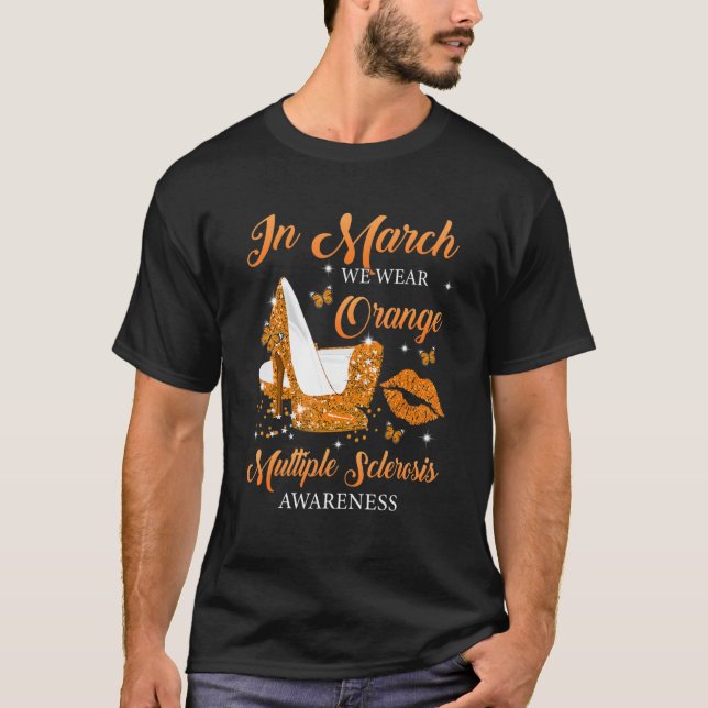 In March Wear Orange High Heels Shoes Multiple Scl T-Shirt (Front)