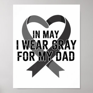 In May I Wear Gray Ribbon Brain Tumor Awareness Ap Poster