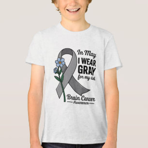 In May I Wear Gray Ribbon Brain Tumor Awareness Ap Tri-Blend Shirt