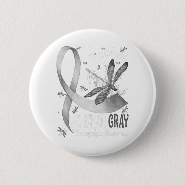 In May We Wear Gray Brain Cancer Awareness Button (Front)