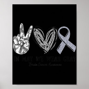 In May We Wear Gray Brain Cancer Awareness Month Poster