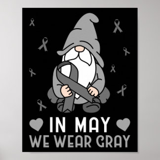 In May We Wear Gray  Brain Tumor Gray Ribbon Poster