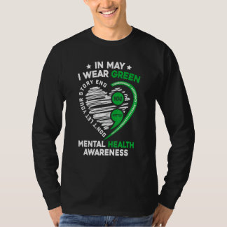 In May We Wear Green For Mental Health Awareness Y T-Shirt