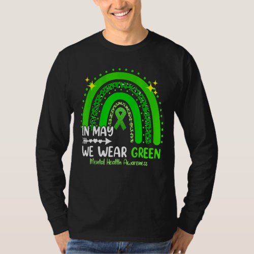 In May We Wear Green Mental Health Awareness Leopa T_Shirt