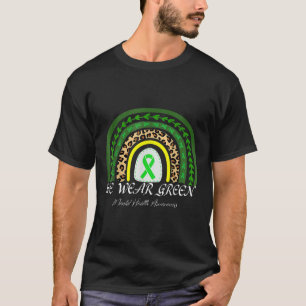 In May We Wear Green Mental Health Awareness Leopa T-Shirt