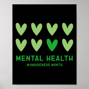 In May We Wear Green Mental Health Awareness Month Poster