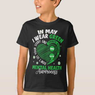 In May We Wear Green Semicolon Mental Health Aware T-Shirt