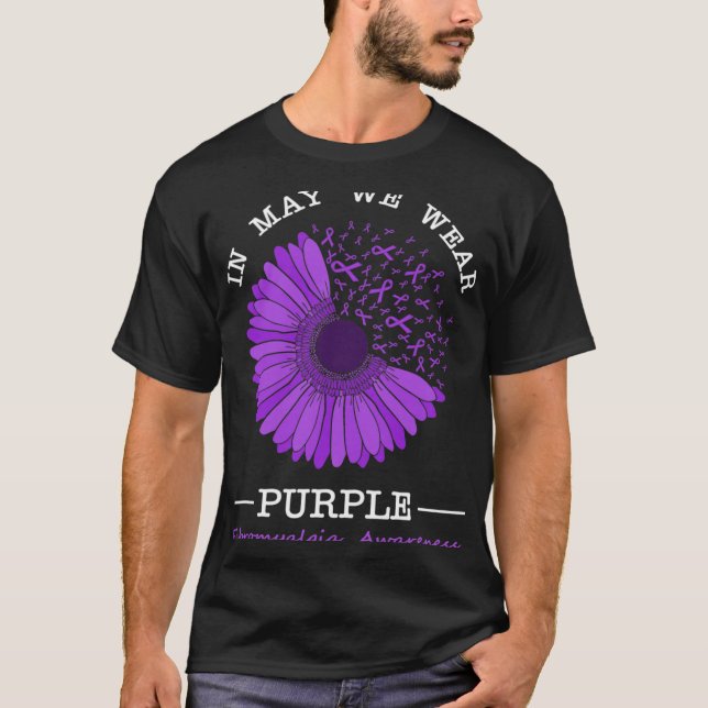 In May We Wear Purple Fibromyalgia Awareness Flora T-Shirt (Front)