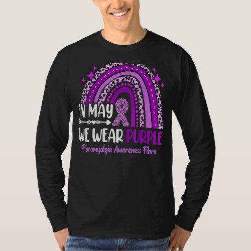 In May We Wear Purple Fibromyalgia Awareness Leopa T_Shirt