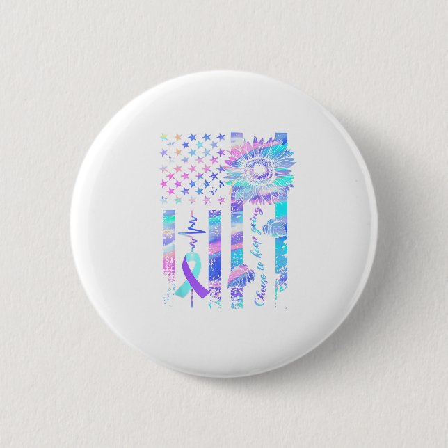 In May We Wear Ribbon Suicide Awareness Mental Hea Button (Front)